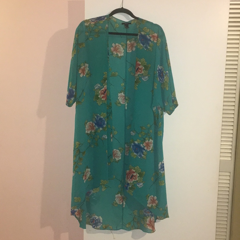 Aqua floral Kimono